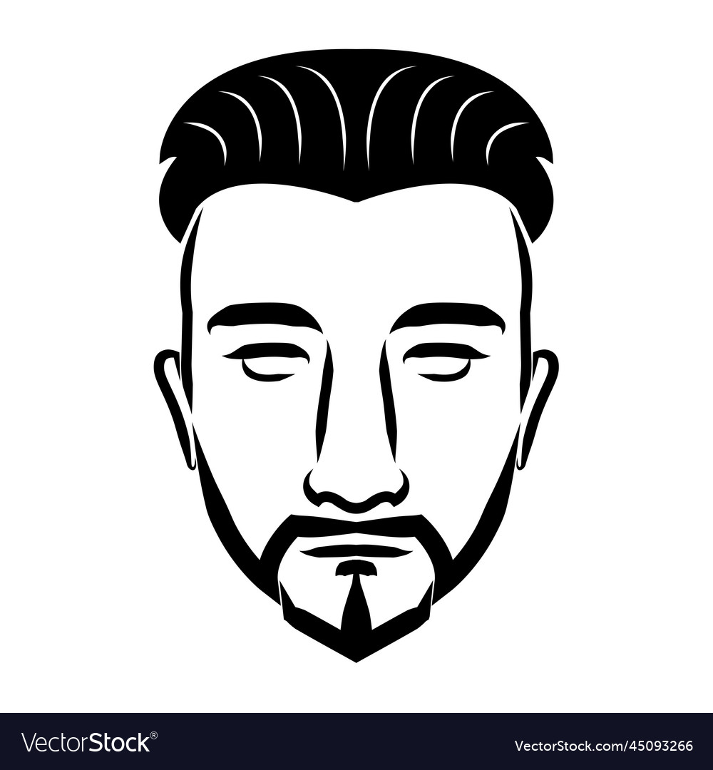 Line art drawing of vintage male face good use Vector Image