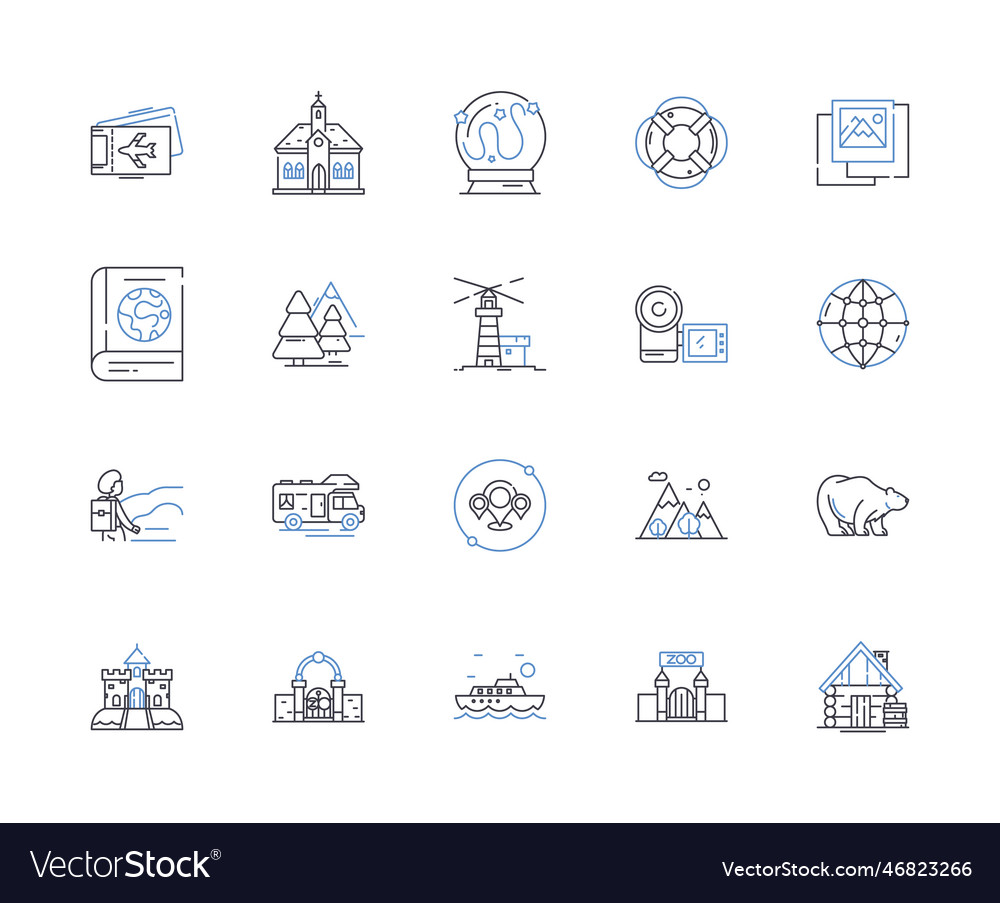 Scenic cruise line icons collection serene Vector Image
