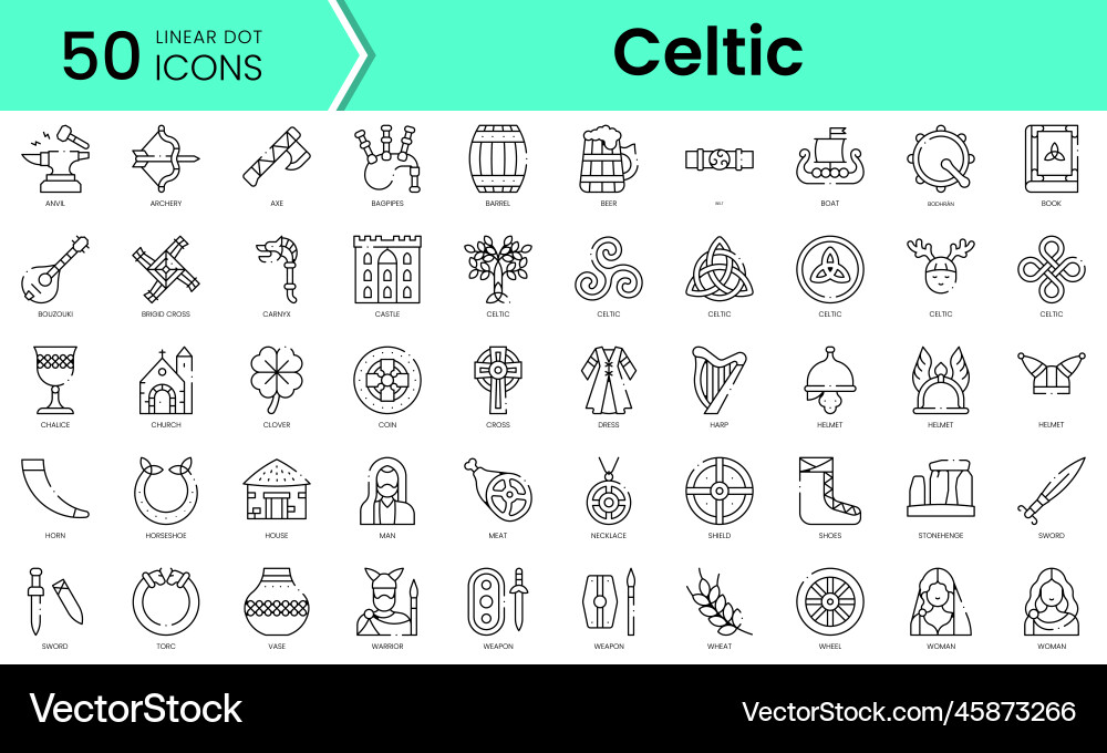 Set of celtic icons line art style bundle Vector Image