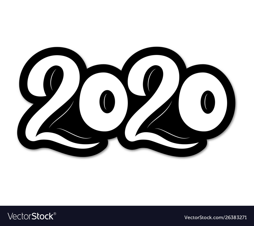 2020 new year black numbers hand lettering Vector Image