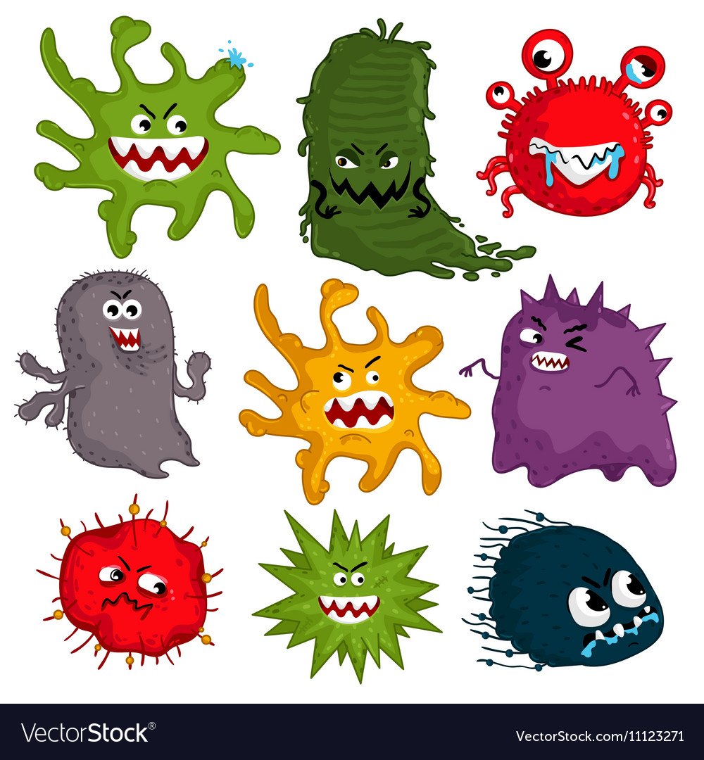 Cartoon viruses characters isolated Royalty Free Vector