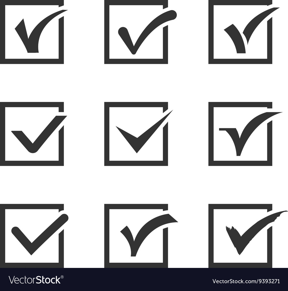 Check marks ticks in boxes confirmation positive Vector Image