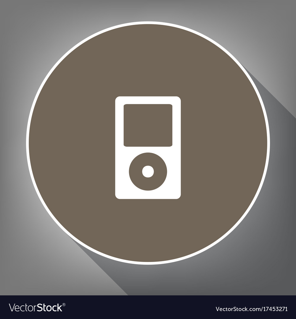 Portable music device white icon on brown