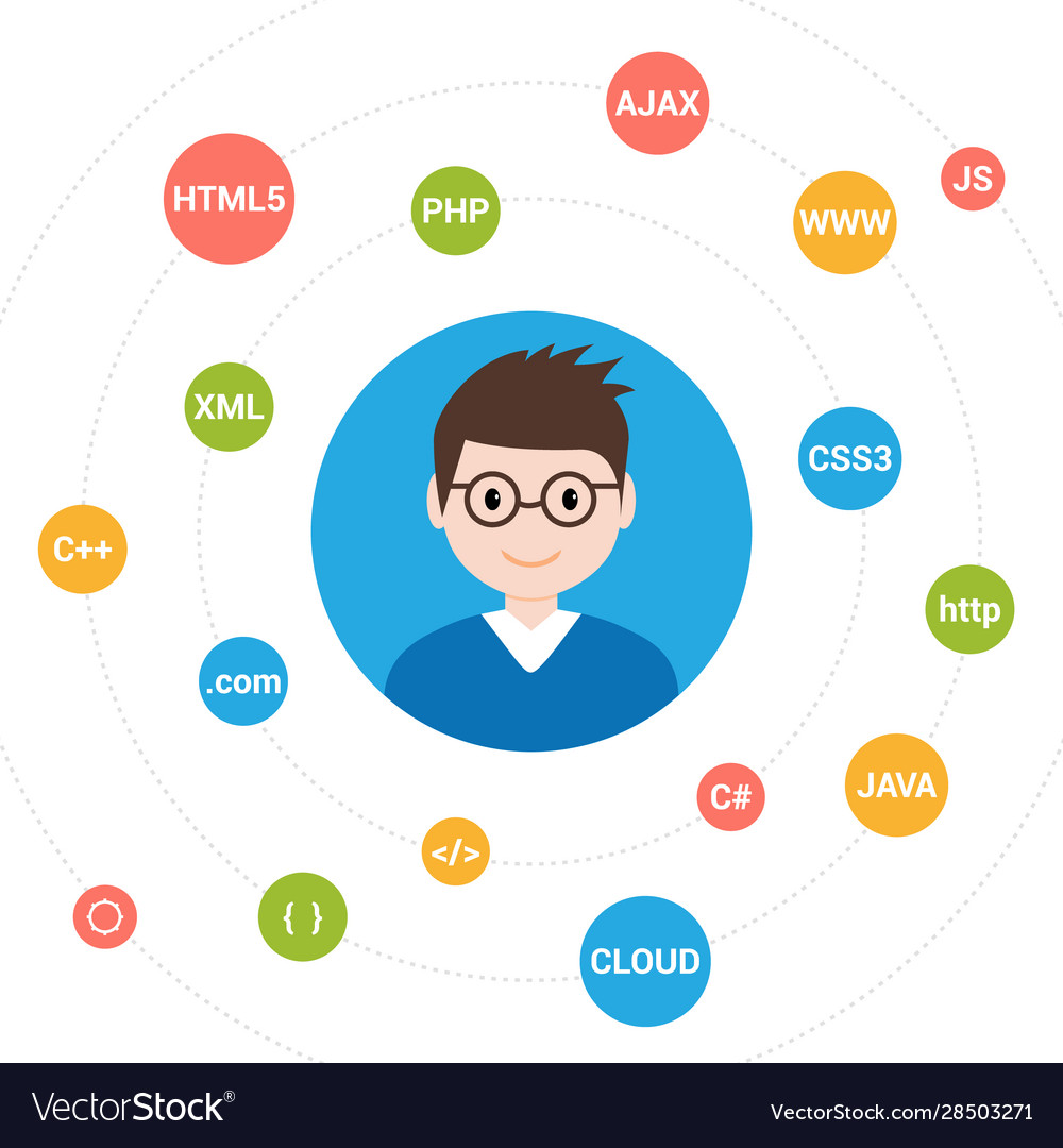 Programmer flat design graphic Royalty Free Vector Image
