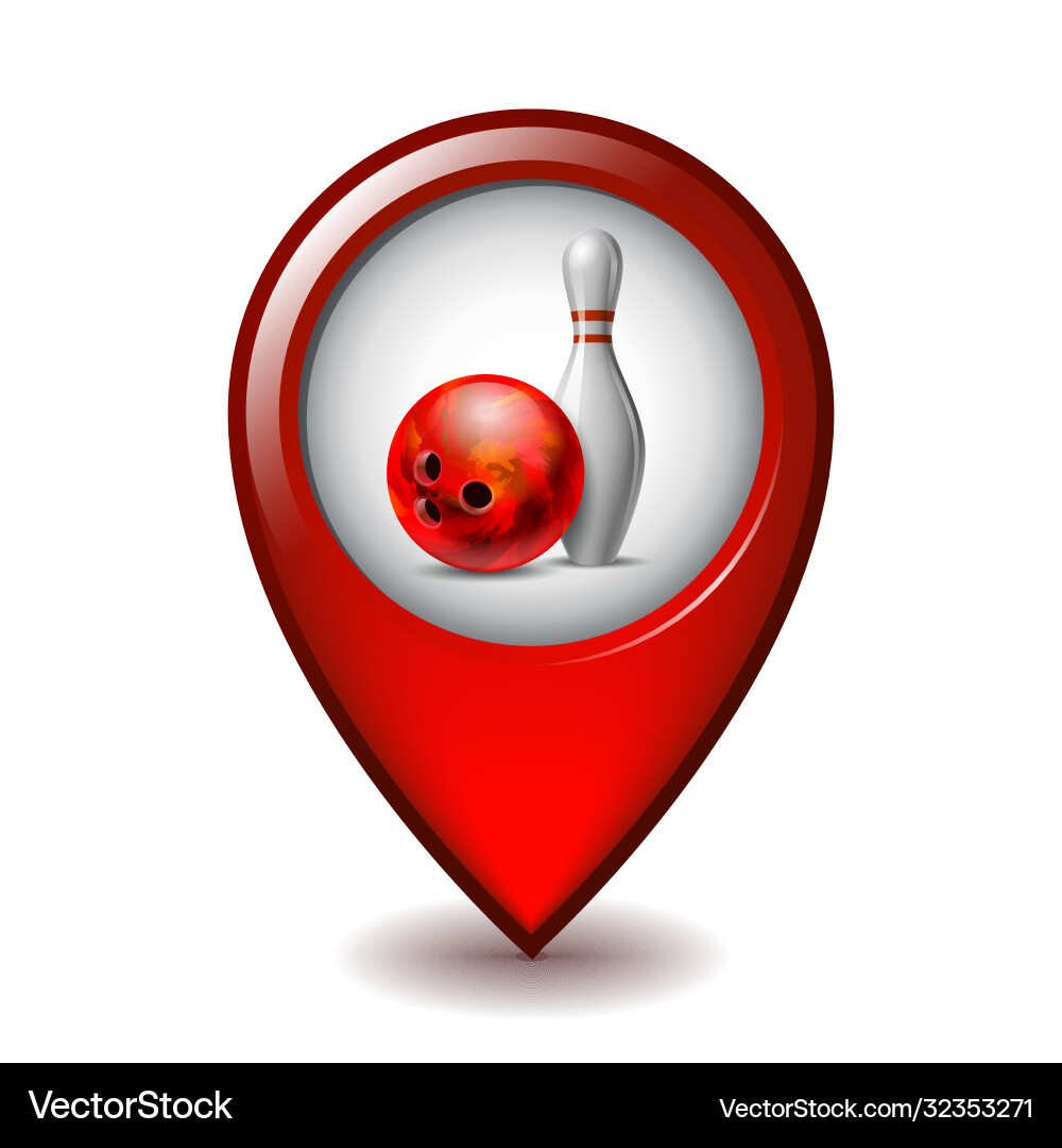 Red glossy bowling ball and white bowling pin Vector Image