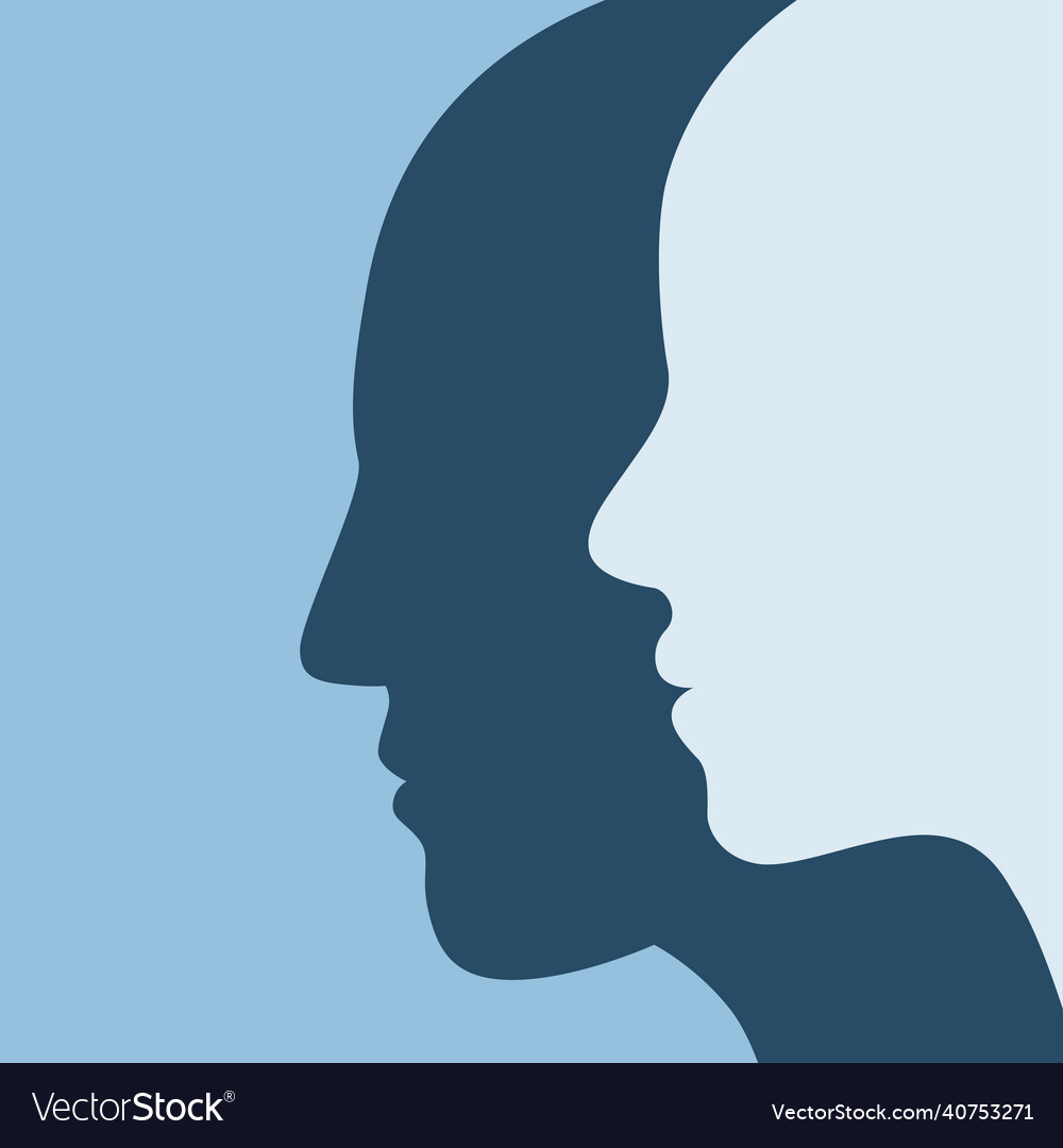 Silhouettes profile of a man and woman