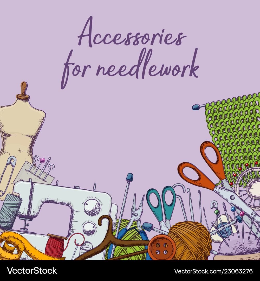 Accessories for needlework Royalty Free Vector Image