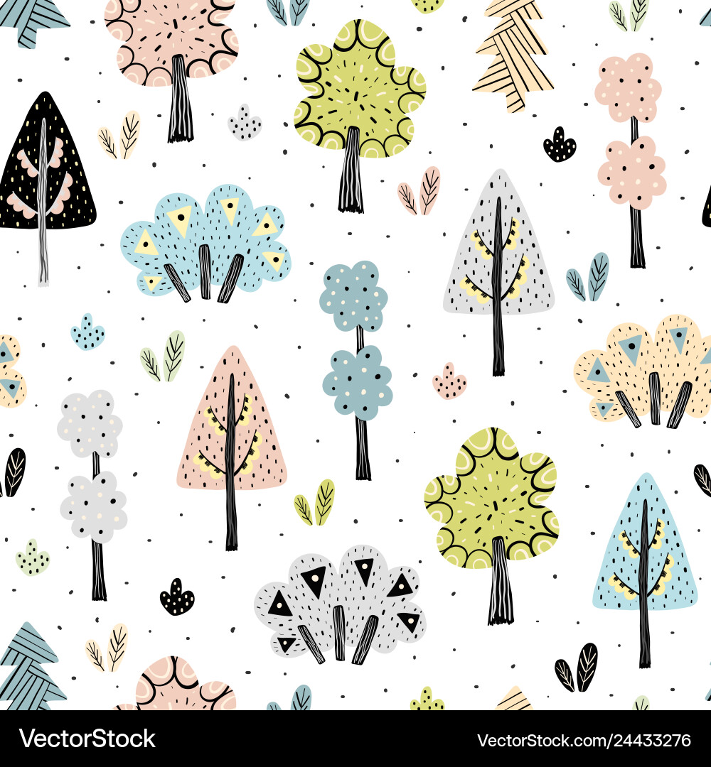 Amazing forest seamless pattern Royalty Free Vector Image
