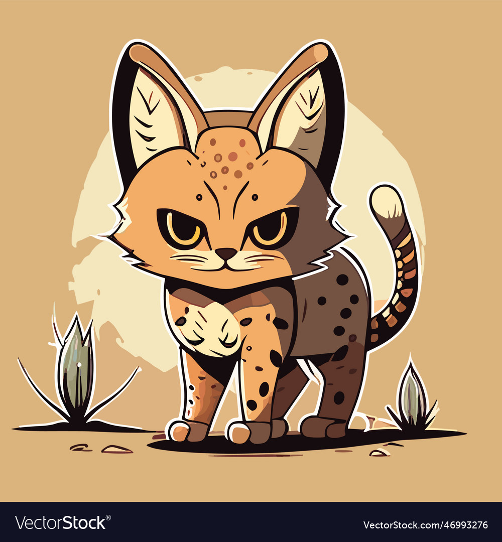 Cute cartoon serval Royalty Free Vector Image - VectorStock