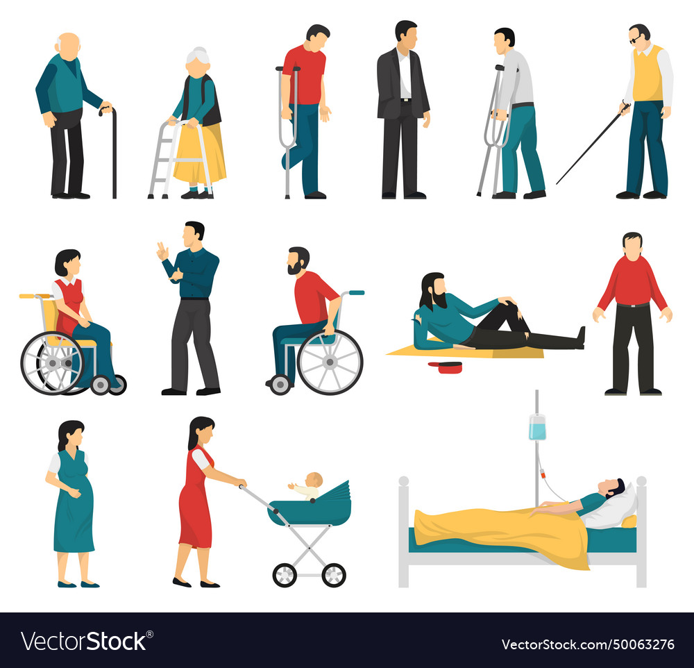 Disabled people set Royalty Free Vector Image - VectorStock