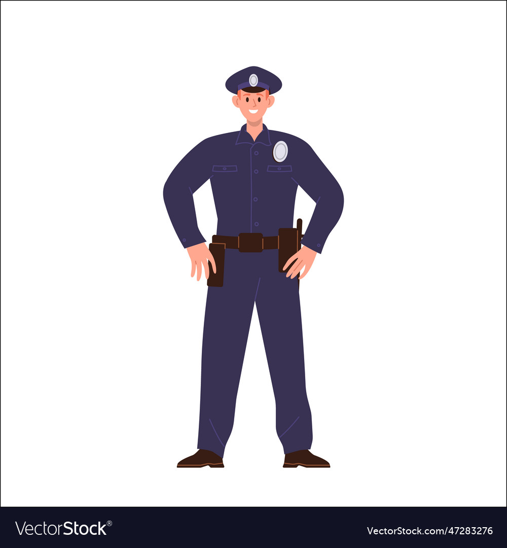 Police officer cartoon character wearing uniform Vector Image