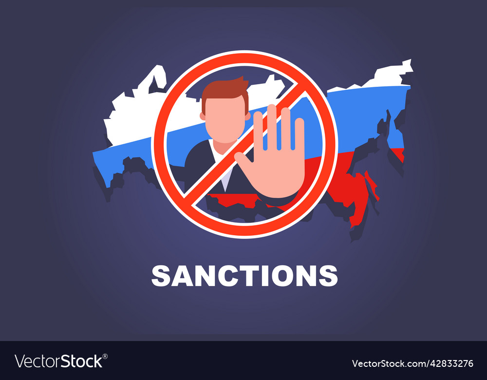 Russia Sign Under Economic Sanctions Business Ban Vector Image