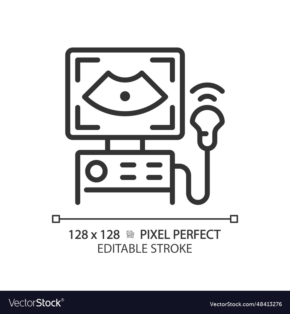 Ultrasound machine pixel perfect linear icon Vector Image