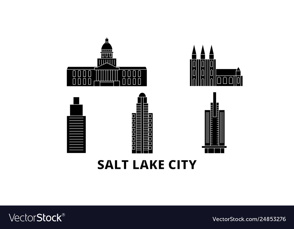 United states salt lake city flat travel skyline Vector Image