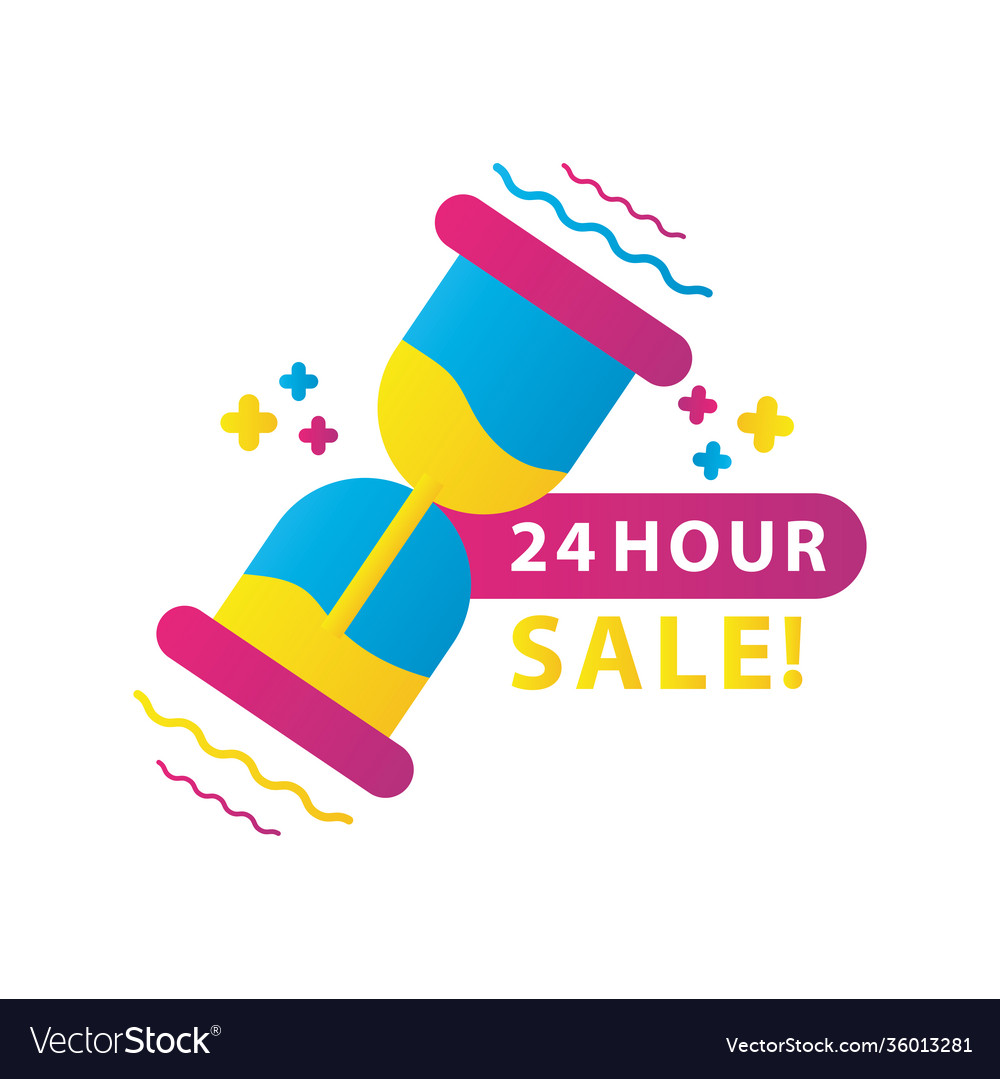 24 hours sale countdown lettering with hourglass