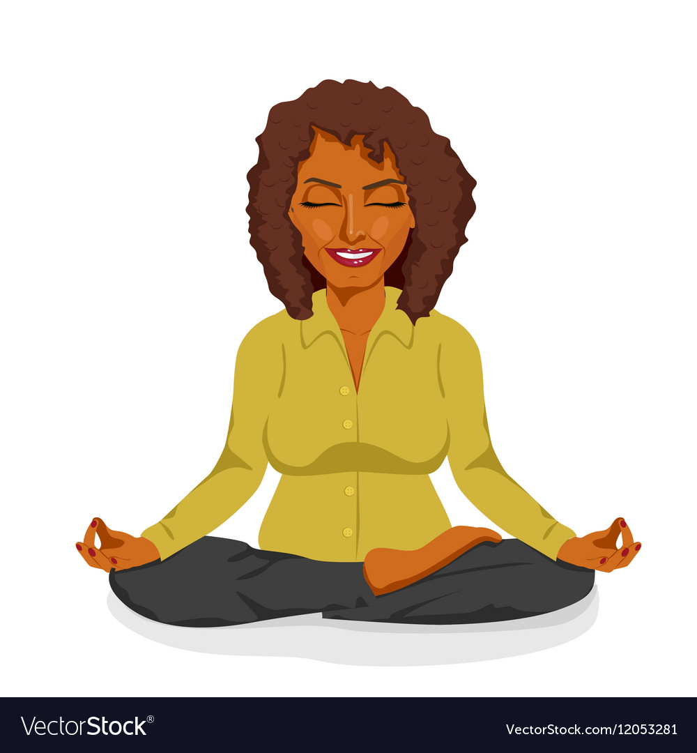 African american businesswoman in yoga lotus pose Vector Image