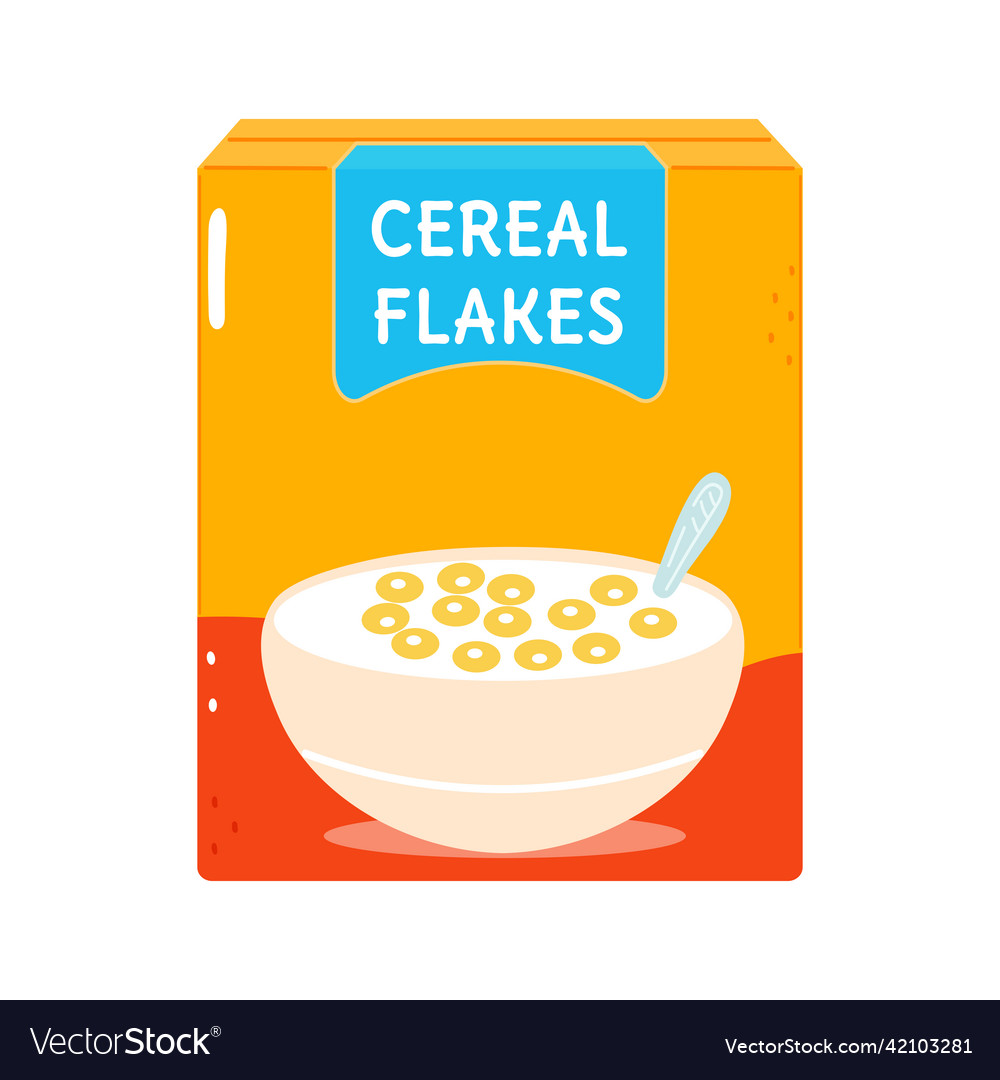 Cute funny cereal flakes character hand drawn Vector Image