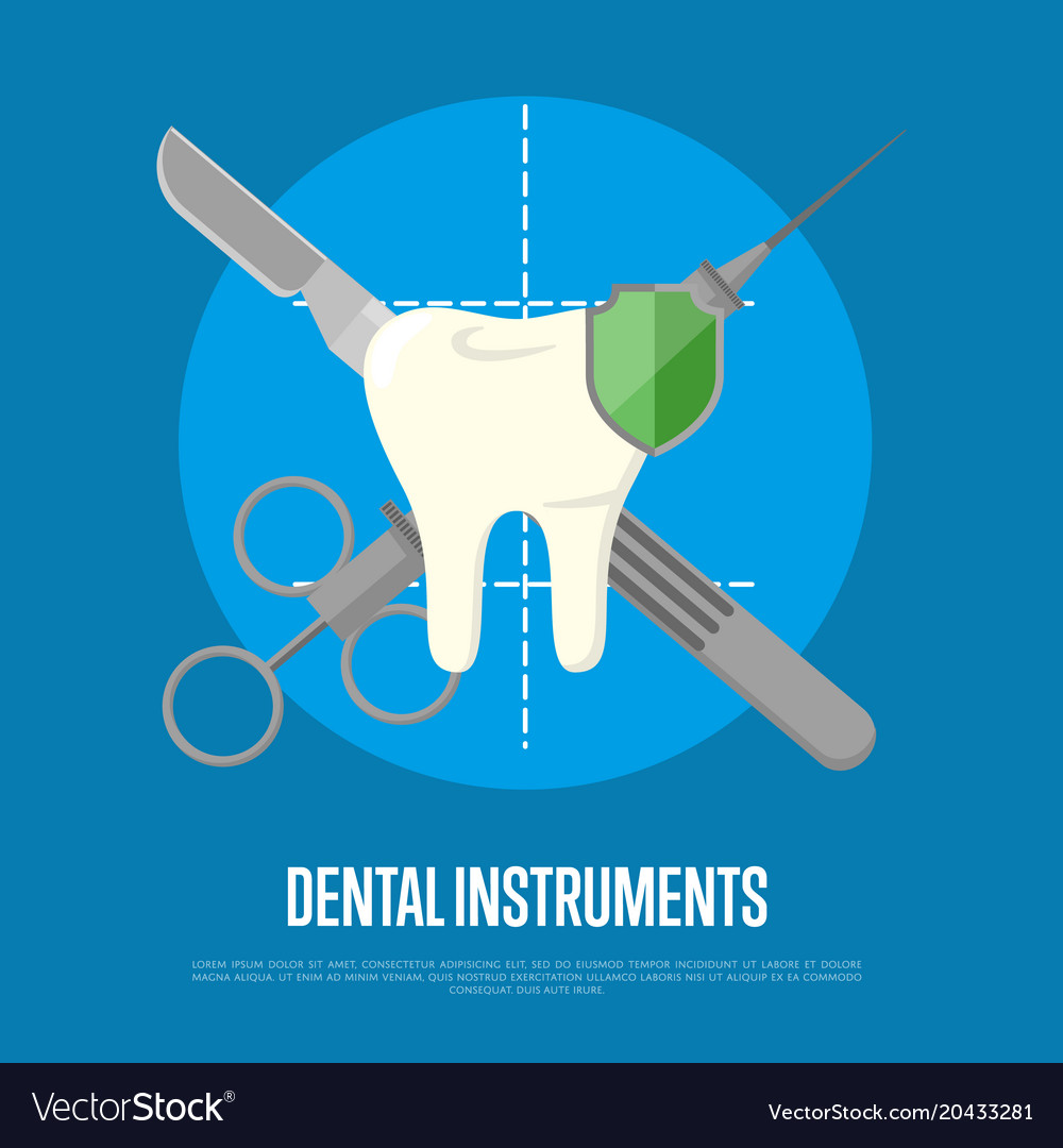 Dental Instruments Banner With Syringe And Scalpel
