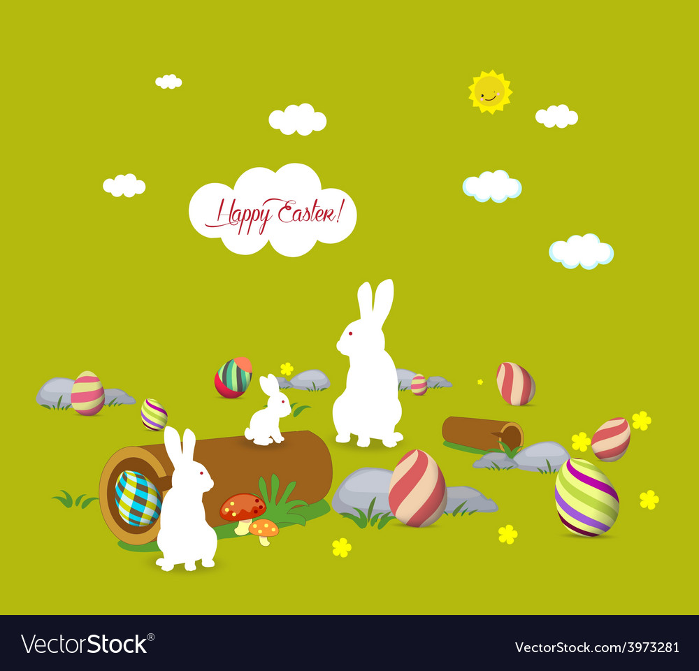 Easter bunny family Royalty Free Vector Image - VectorStock