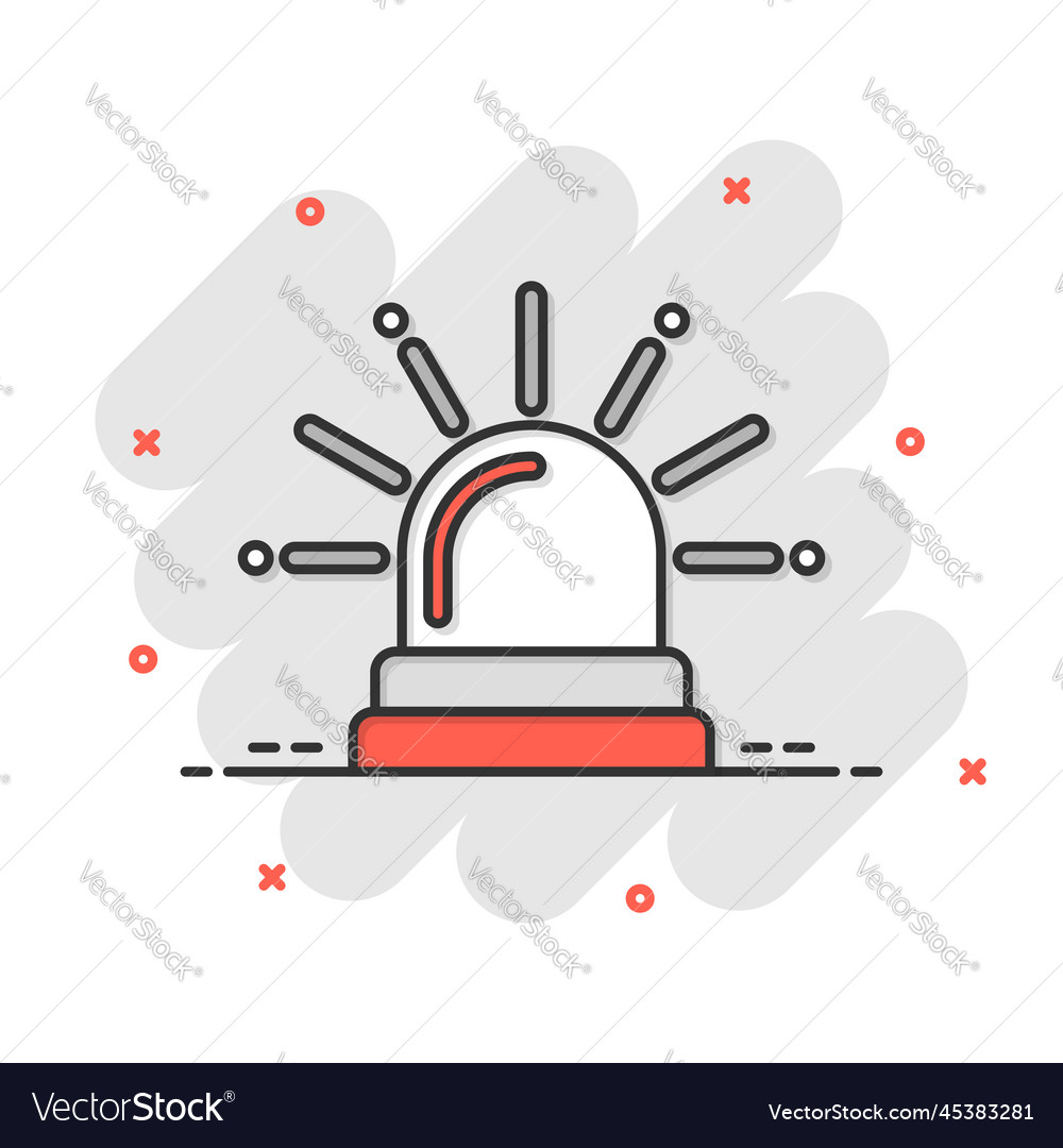 Emergency alarm icon in comic style alert lamp Vector Image