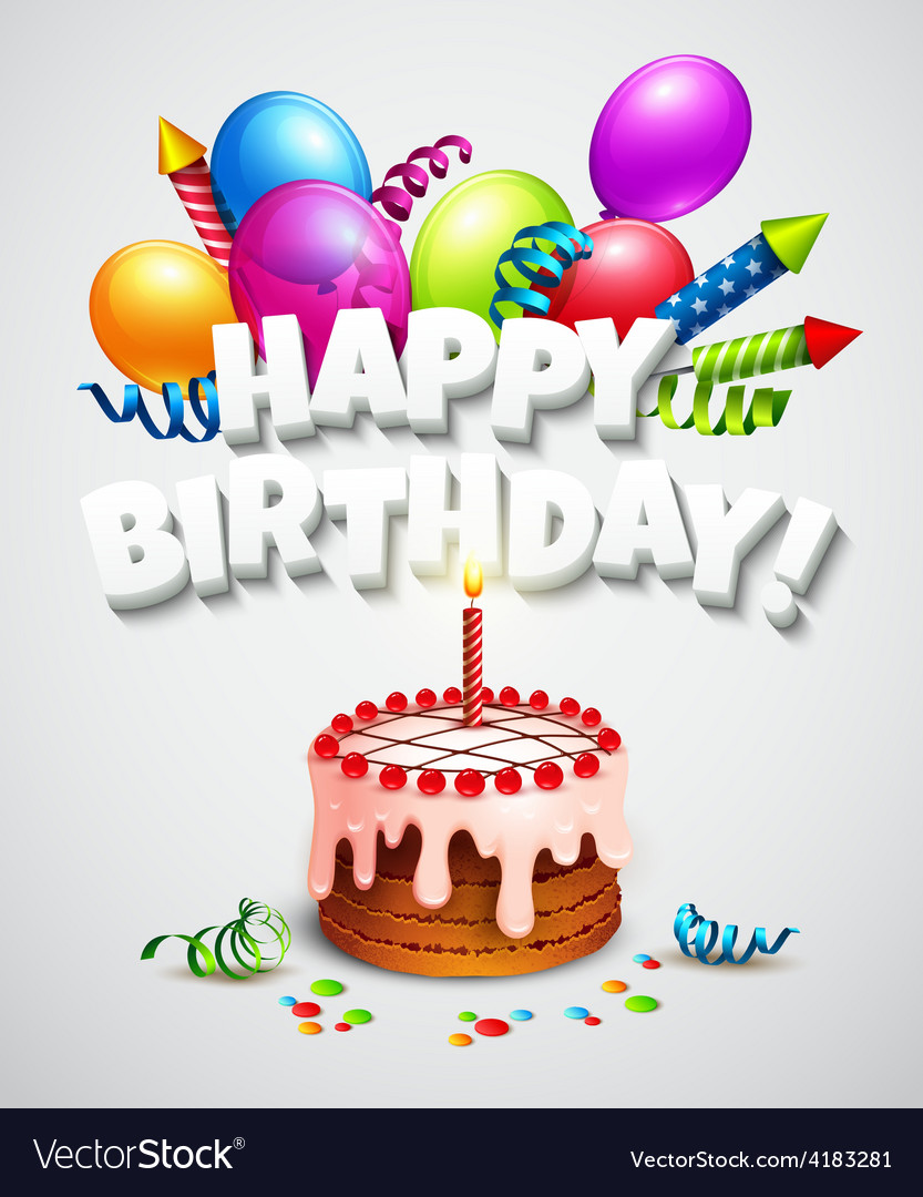 Happy birthday greeting card with cake Royalty Free Vector