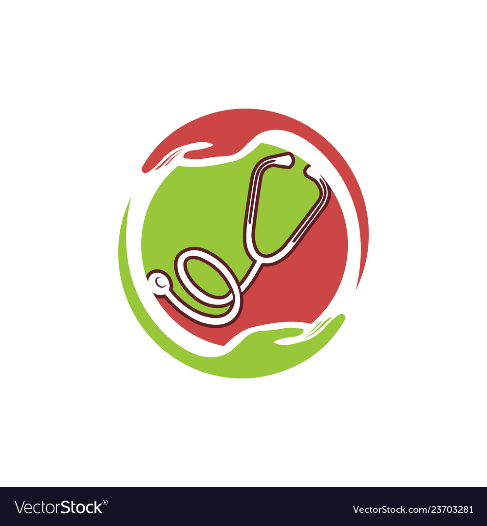 Medical logo with hand surrounding stethoscope