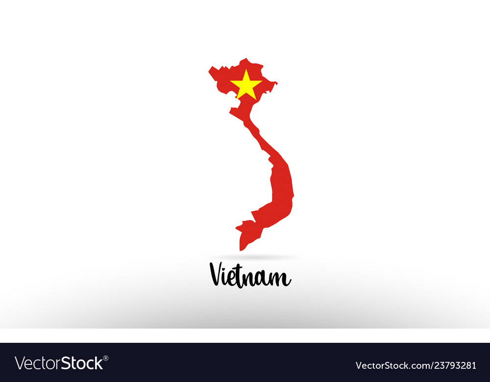 Vietnam country flag inside map contour design Vector Image