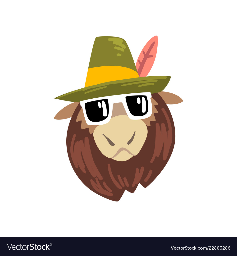 Animal wearing hat portrait cartoon