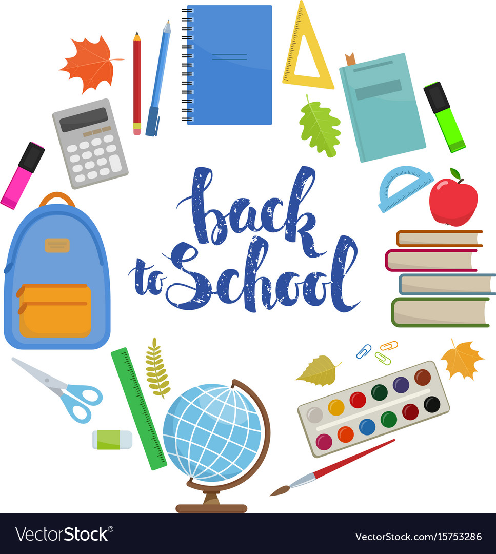 Back to school circle shape template Royalty Free Vector