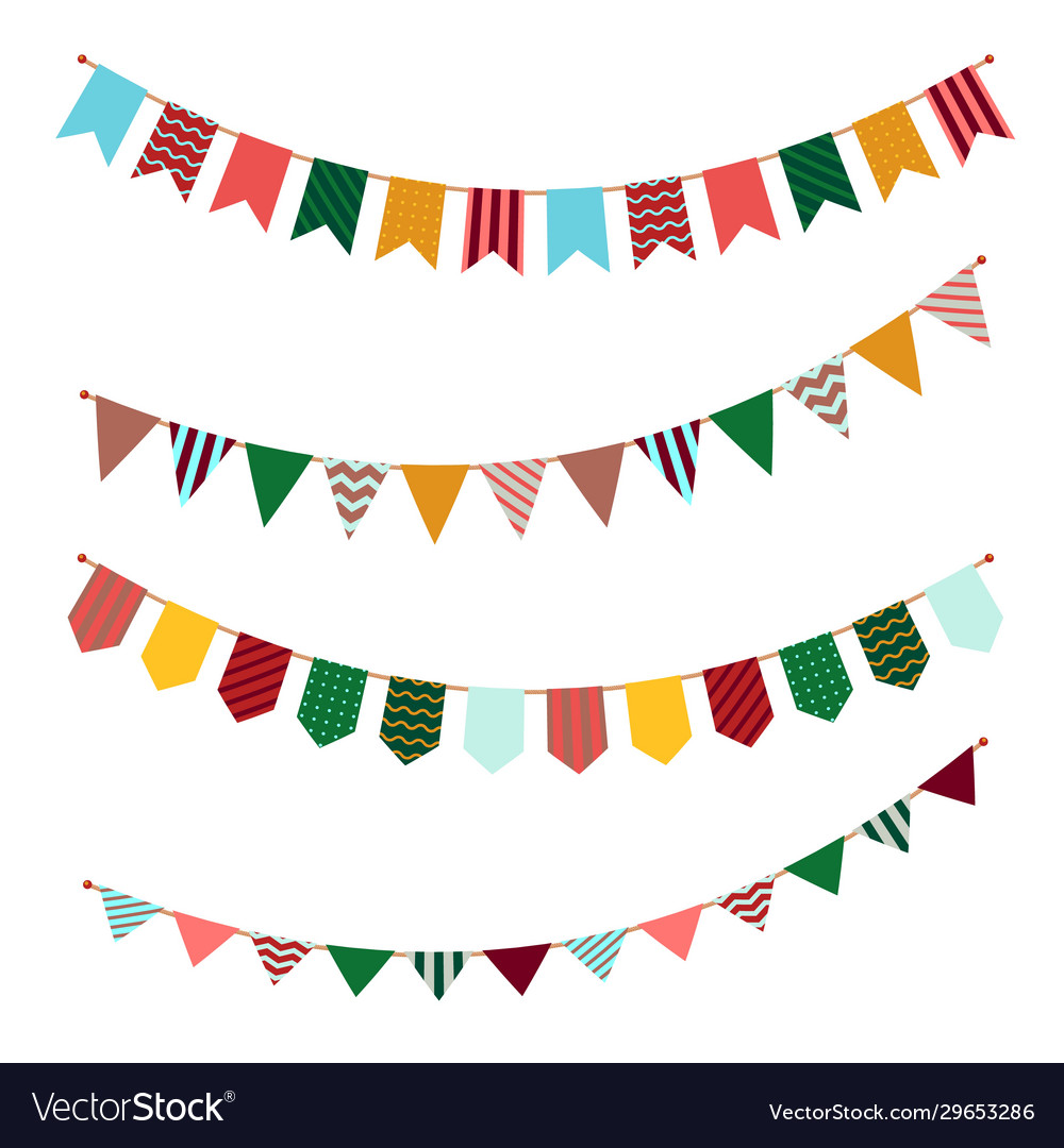 Bunting set party flags garland with ornament Vector Image