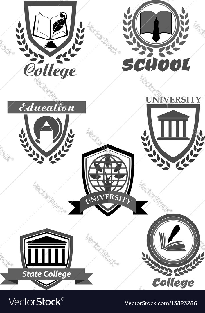 College or university and school icons set Vector Image