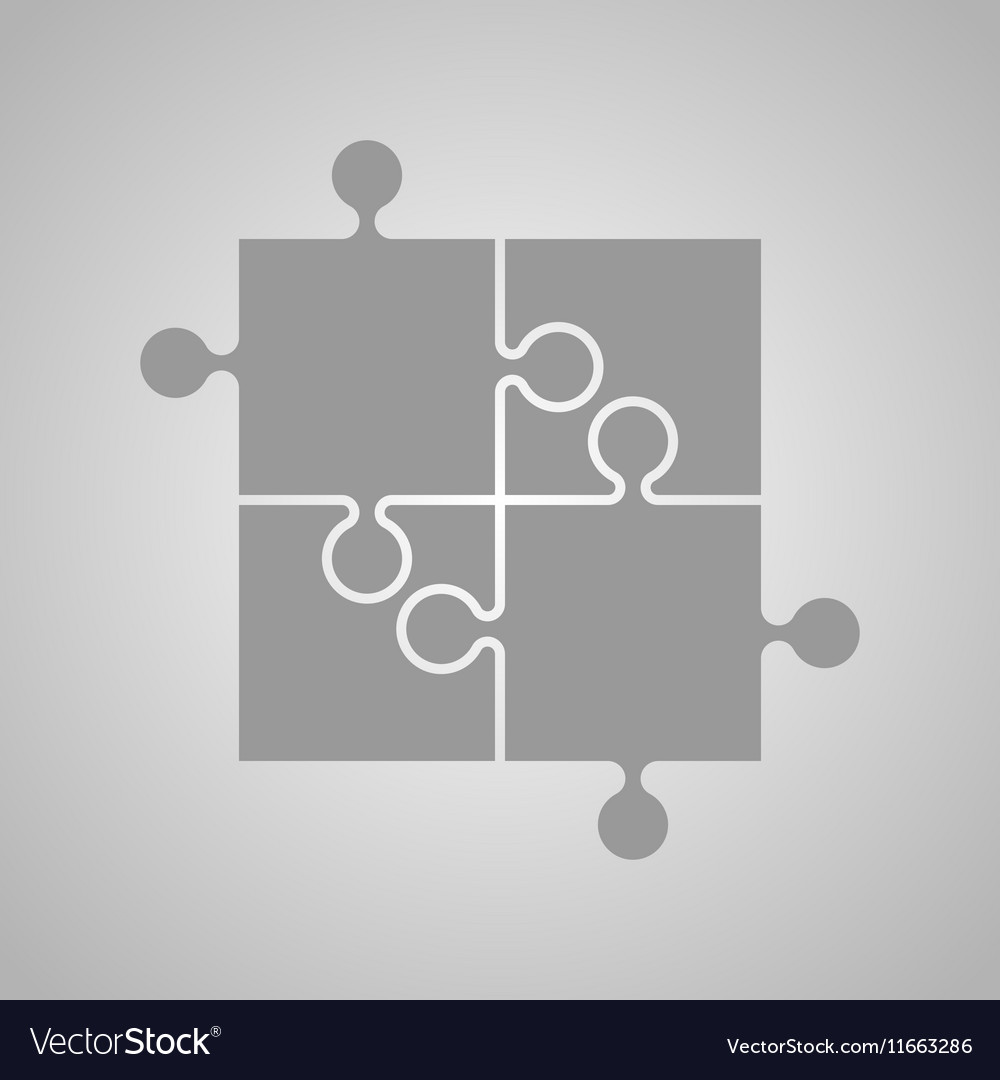 Four grey piece puzzle round infographic 4 step