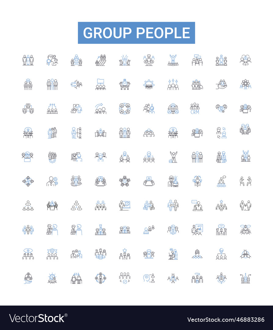 Group people outline icons collection