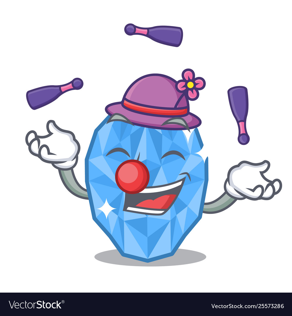 Juggling aquamarine gem above cartoon dressing Vector Image