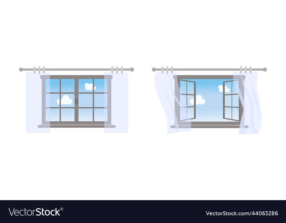 Open and closed window on white background Vector Image