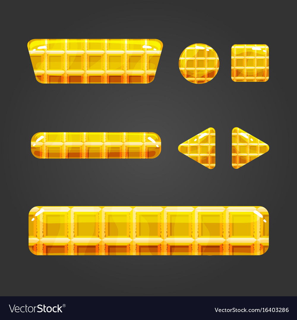 Set of waffle button for game design Royalty Free Vector