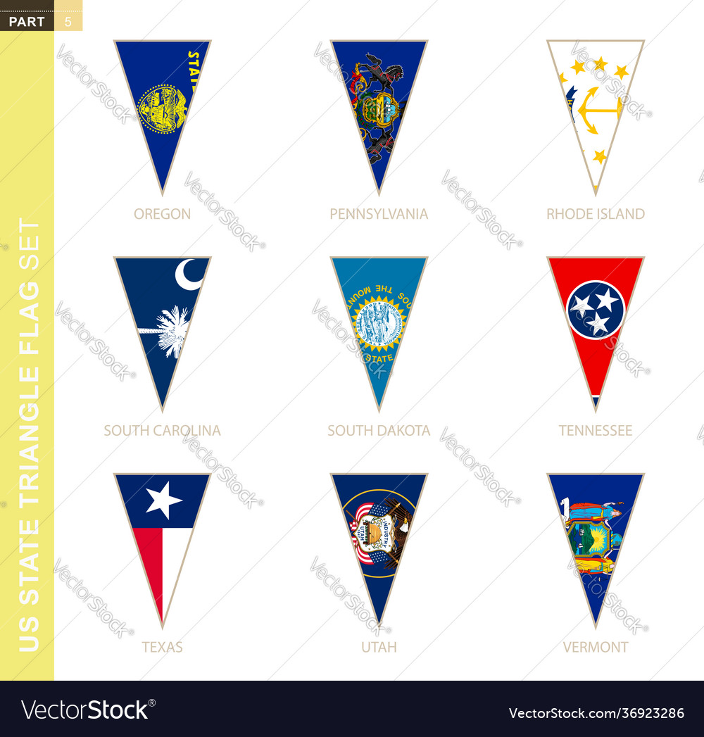 Triangle usa states flag set stylized state flags