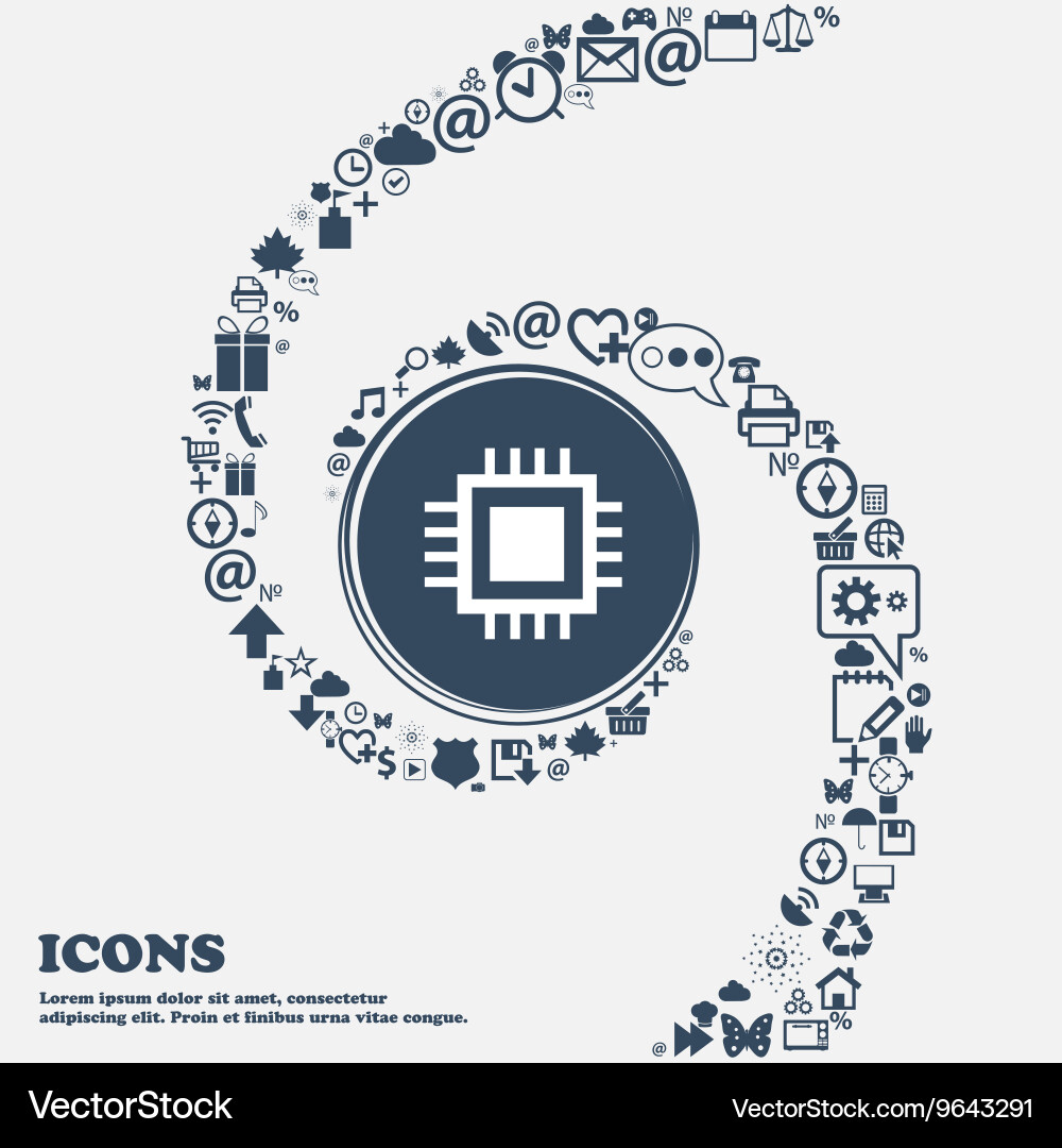 Central processing unit icon technology scheme Vector Image