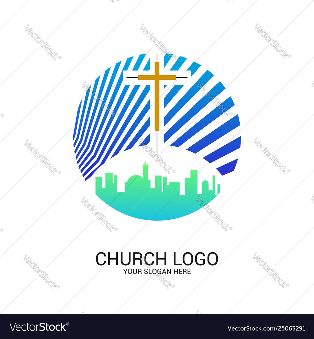 Church logo and christian symbols Royalty Free Vector Image