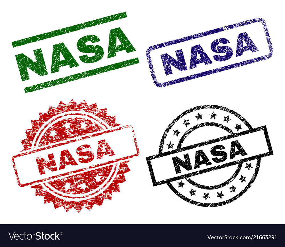 Damaged Textured Nasa Seal Stamps Royalty Free Vector Image