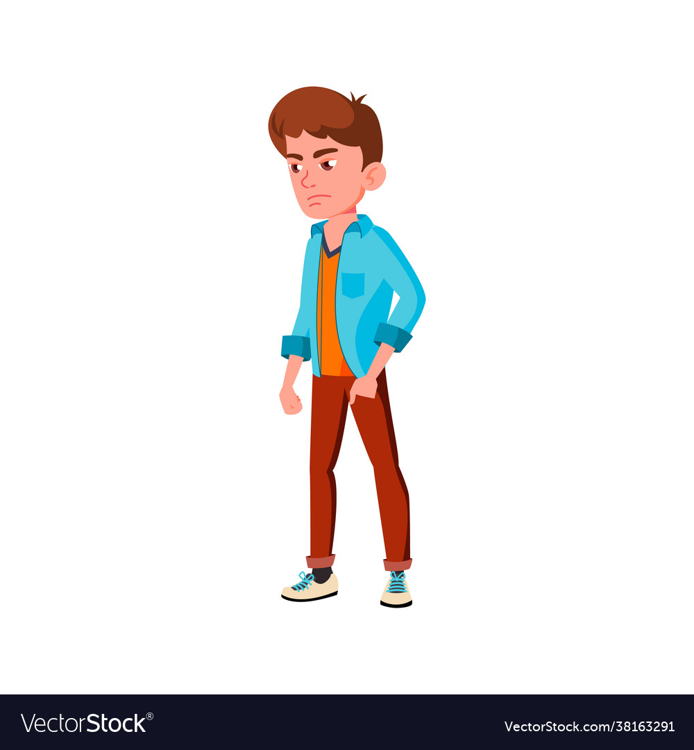 Dreary boy in police station cartoon Royalty Free Vector