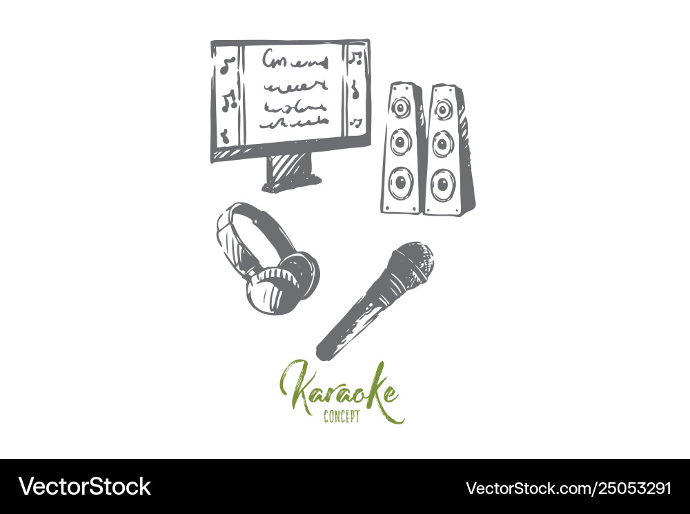 Karaoke accessories music microphone earphone Vector Image