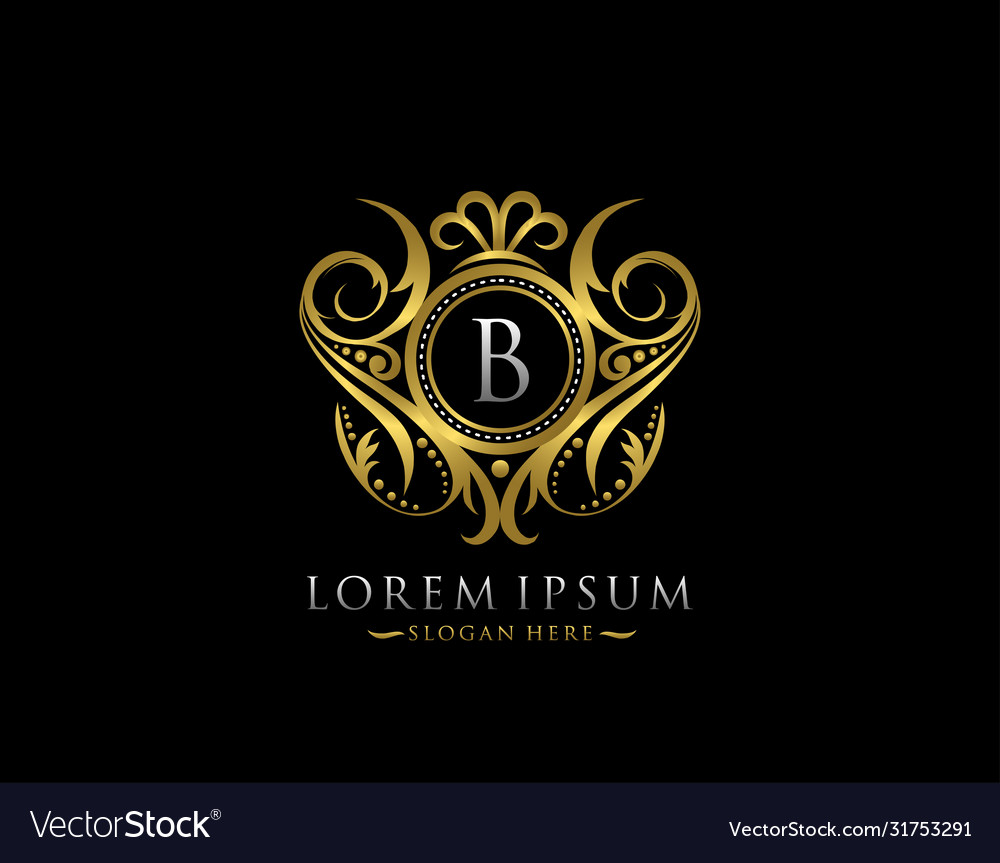 Luxury boutique b letter logo classy elegant gold Vector Image