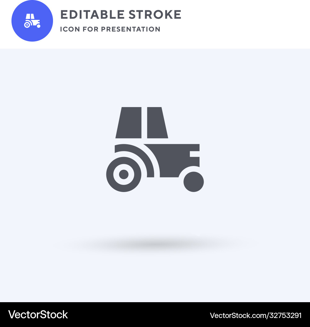 Tractor icon filled flat sign solid Royalty Free Vector