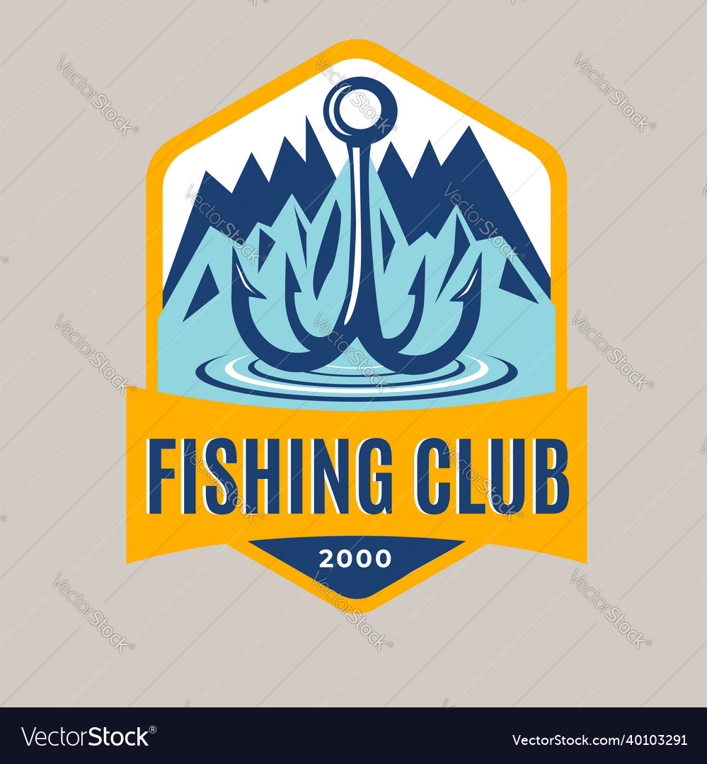 Vintage template logo fishing Royalty Free Vector Image