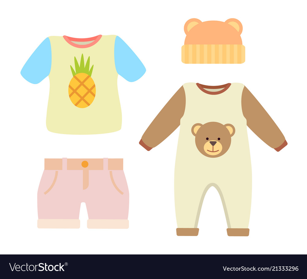 Baby clothes t-shirt and hat Royalty Free Vector Image