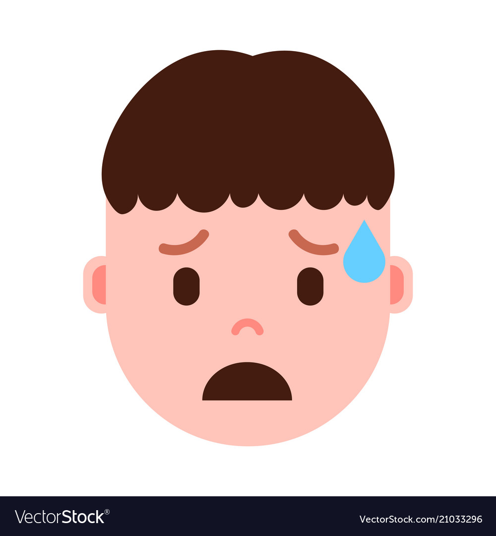 Boy head emoji personage icon with facial emotions