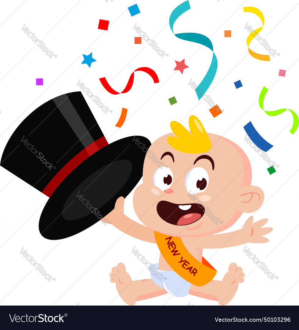 Cute new year baby cartoon character