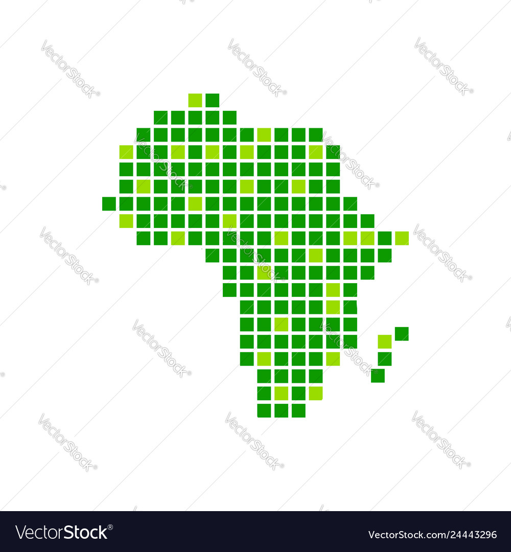 Digitally green africa pixels symbol design vector image Digitally green africa pixels symbol design
