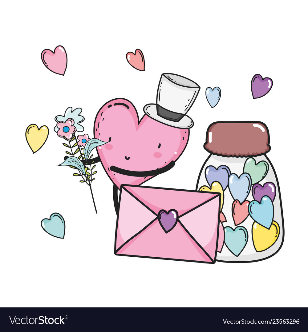 Envelope with heart and mason jar